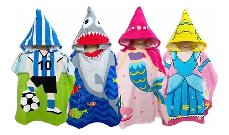 Pack 12 Toalla De Baño Playa Nadar Capucha Niños Diseños 1