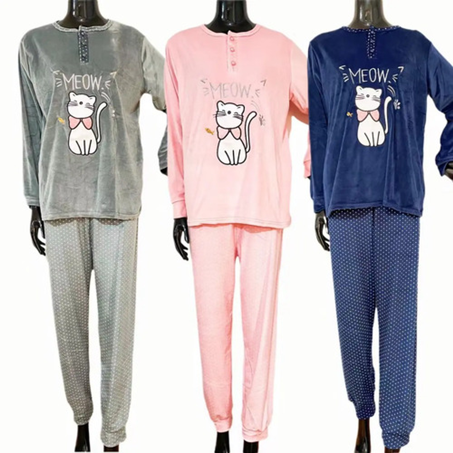 Pijama Mujer Gatito Invierno Micropolar 3 Colors- Nuevo 2022 7