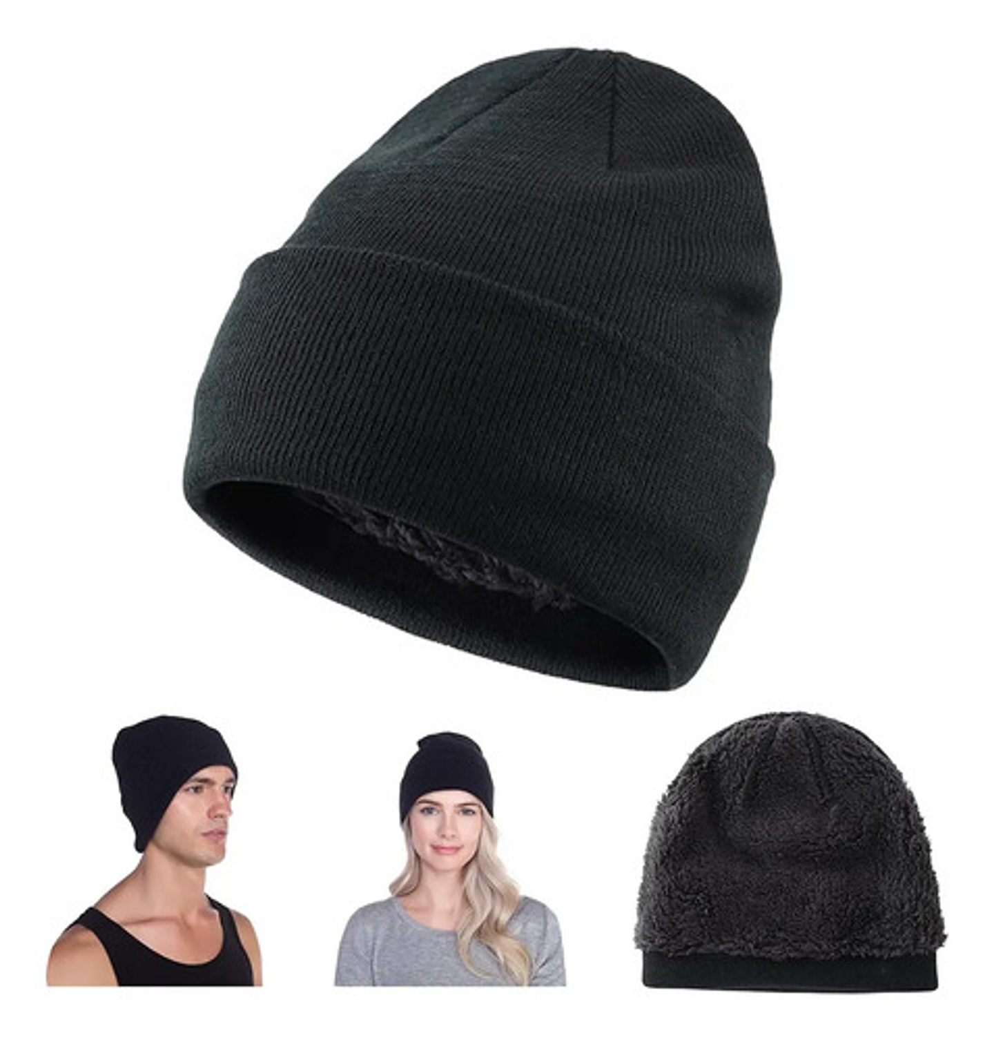 Gorro Invierno Hombre Mujer De Lana Forro Interior Termico 1