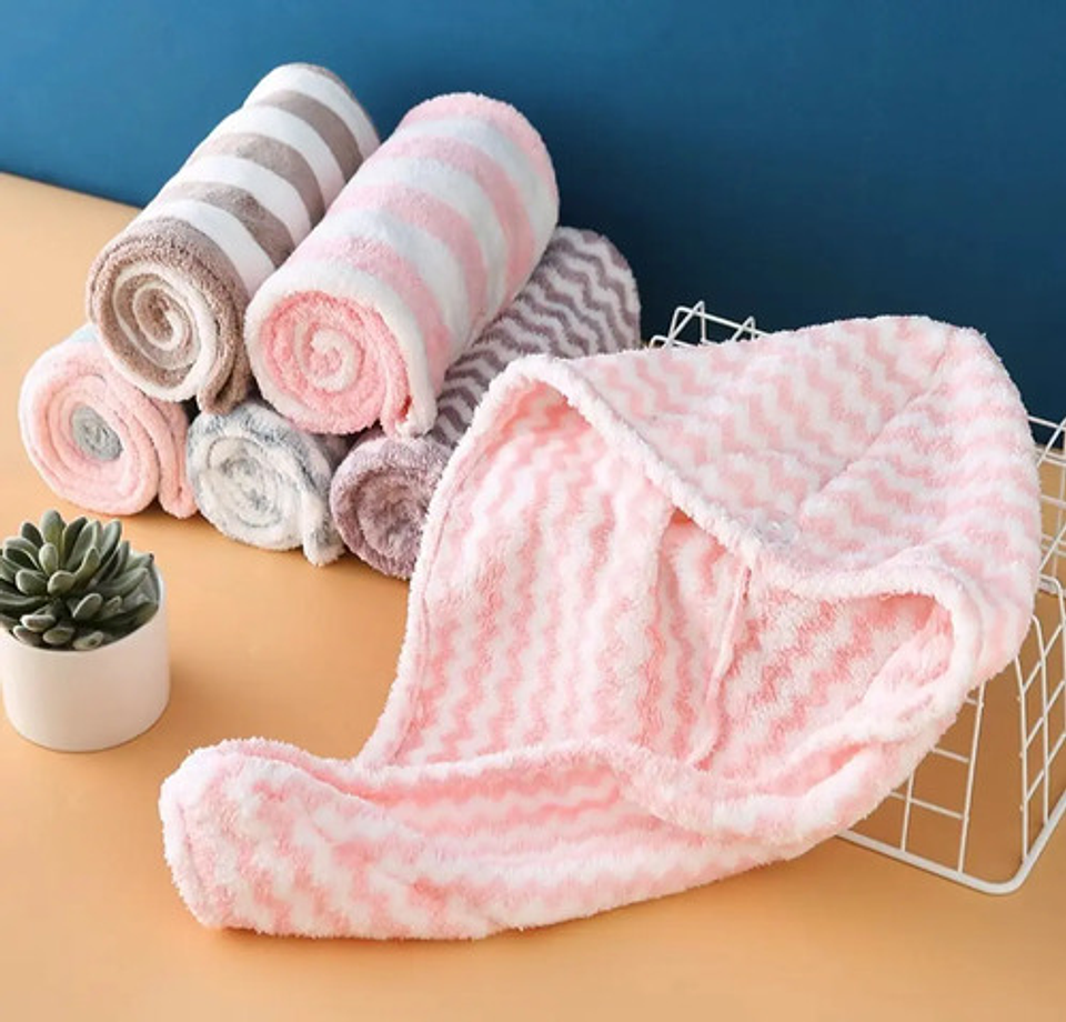 Toalla De Microfibra Turbante Cabello Secado Rapido 3