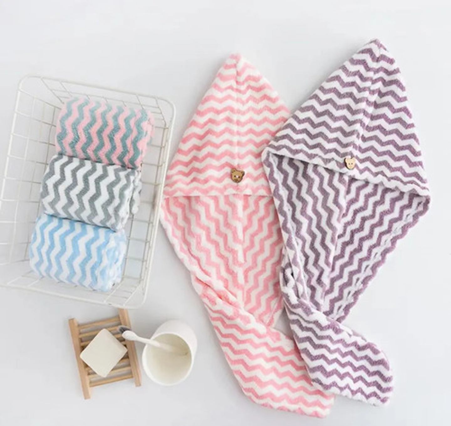 Toalla De Microfibra Turbante Cabello Secado Rapido 11