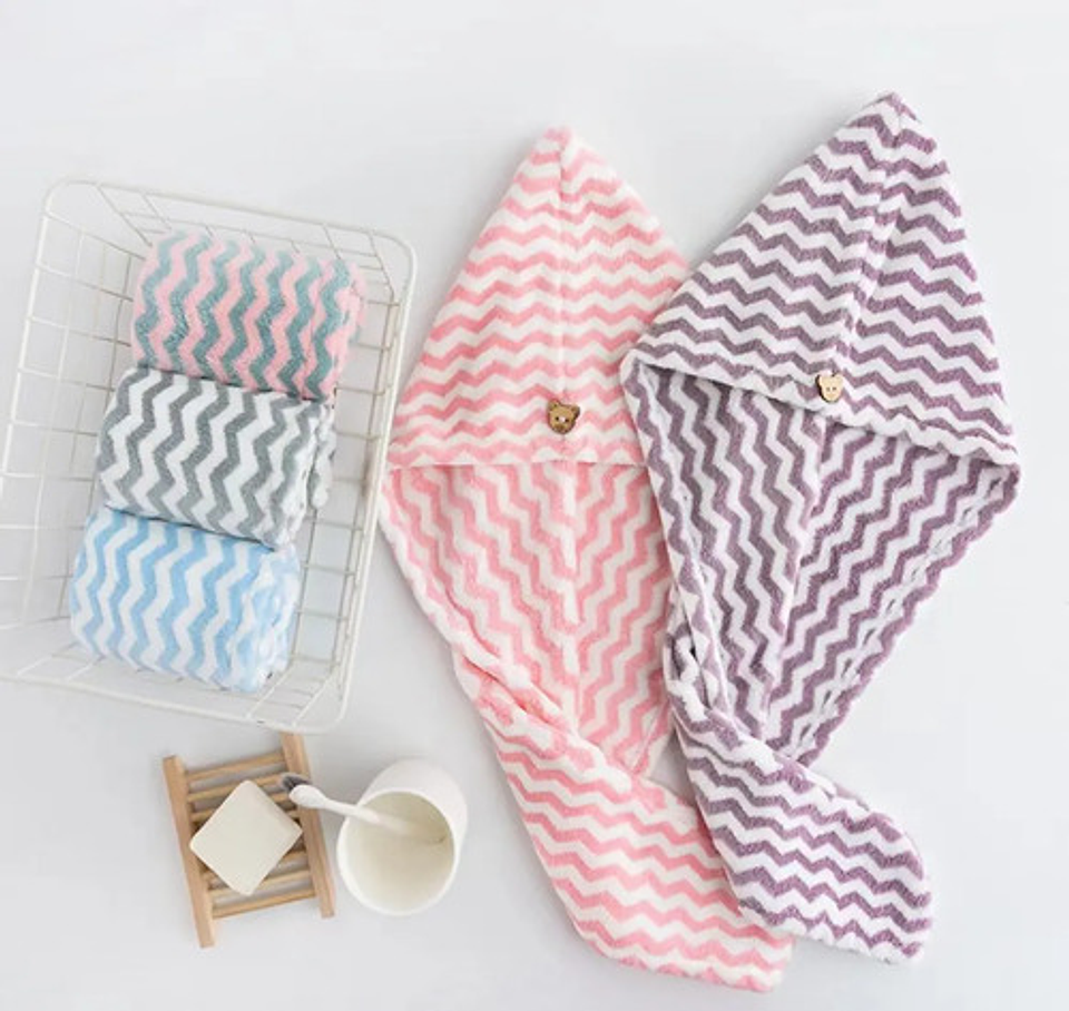 Toalla De Microfibra Turbante Cabello Secado Rapido 11