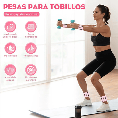 Kit 2 Brazaletes Pesas Para Tobillos Y Muñecas 2 Lbs Ajusta Rosa