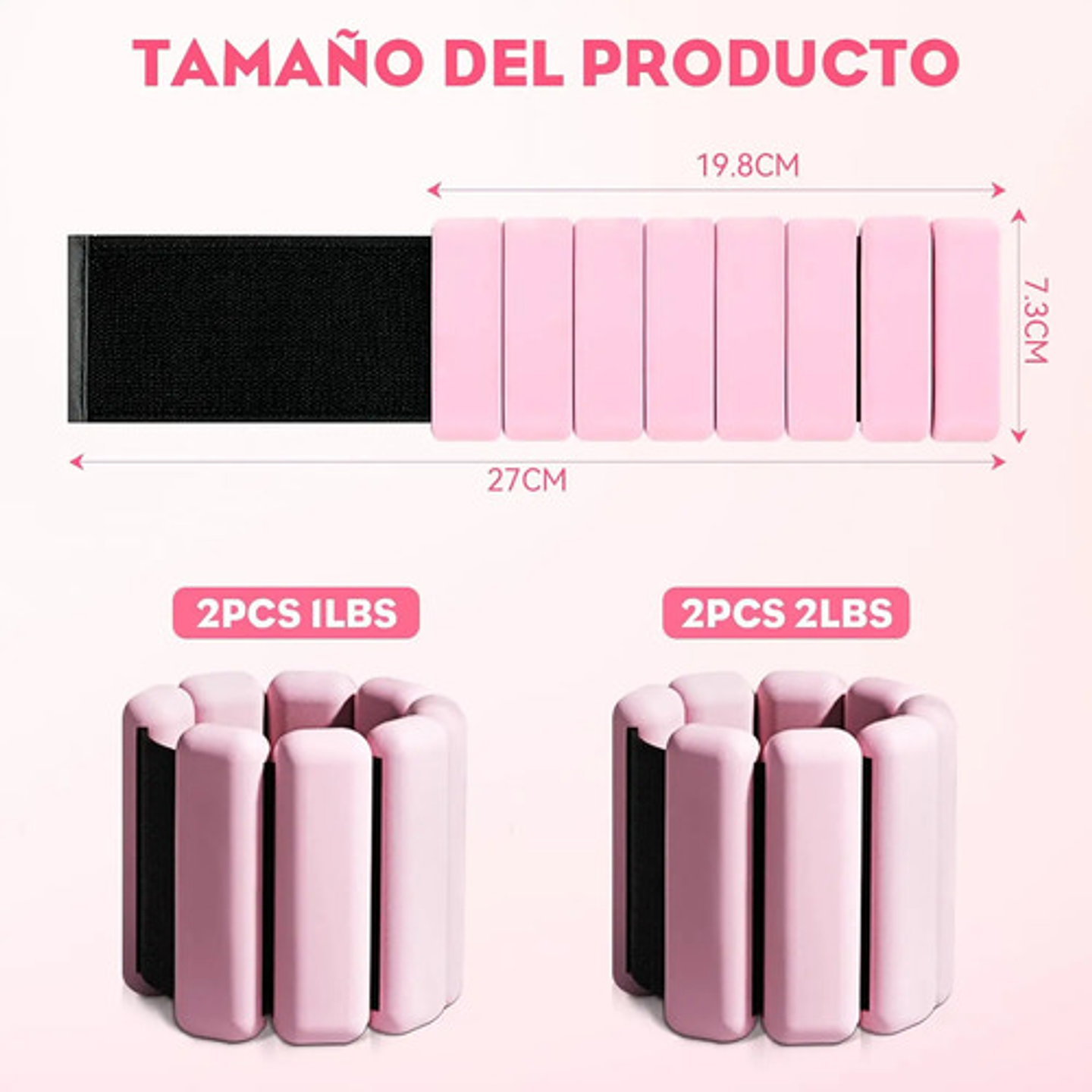 Kit 2 Brazaletes Pesas Para Tobillos Y Muñecas 2 Lbs Ajusta Rosa 3