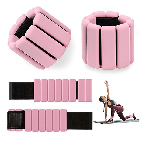 Kit 2 Brazaletes Pesas Para Tobillos Y Muñecas 2 Lbs Ajusta Rosa
