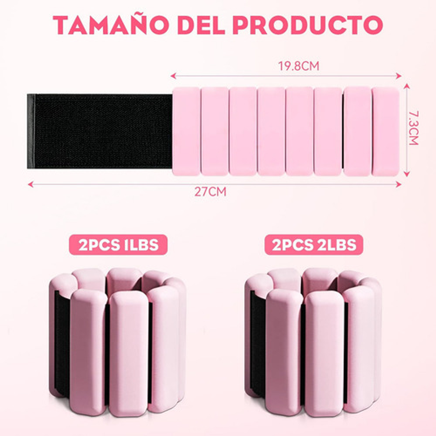 Kit 2 Brazaletes Pesas Para Tobillos Y Muñecas 2 Lbs Ajusta Rosa 3