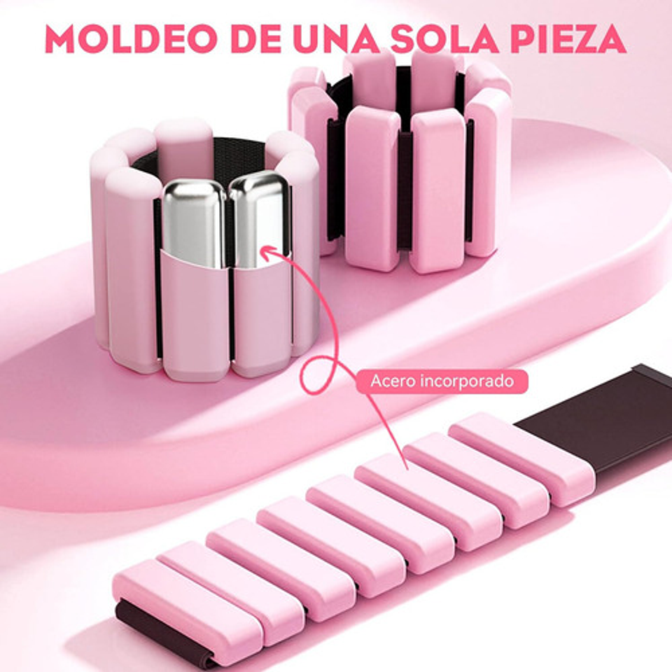 Kit 2 Brazaletes Pesas Para Tobillos Y Muñecas 2 Lbs Ajusta Rosa 5