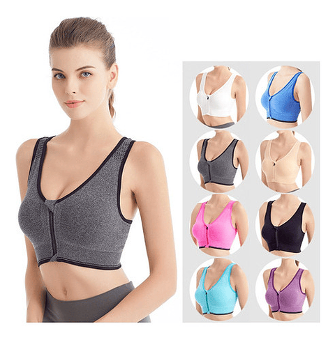 Pack 3 Sostén Deportivo Con Cierre Frontal,talla Grande