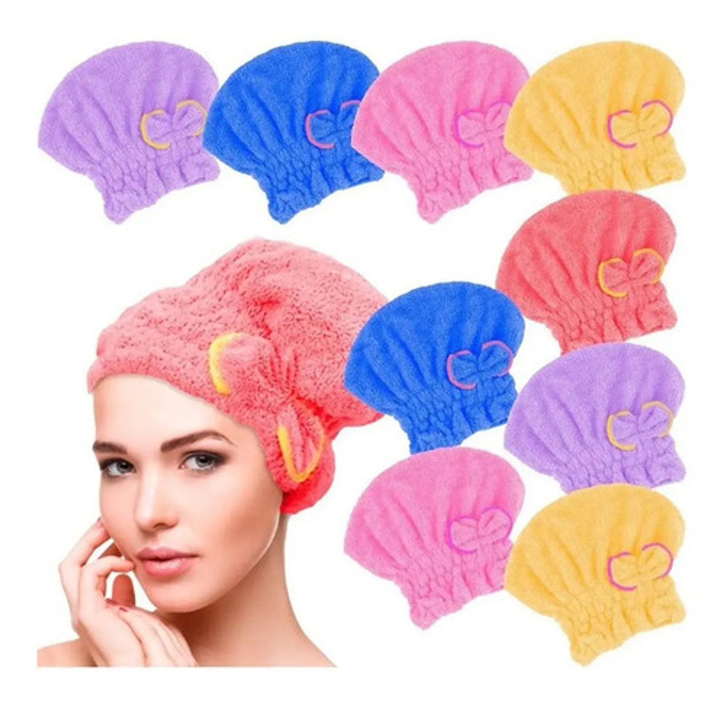Gorro Toalla Microfibra Para Secar Cabello Ducha 9
