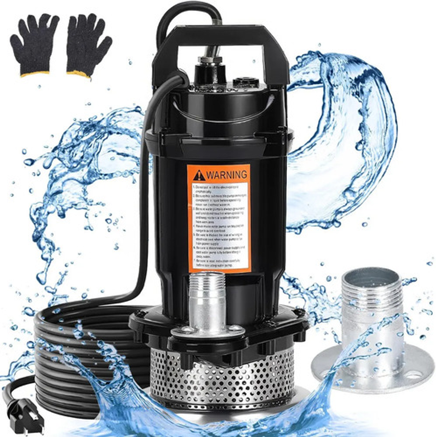 Bomba De Agua Sumergible 370w, Flujo Máximo 1500l/h, Bomba Sumergible Agua Sucia Para Piscina, Jardín Y Estanque Negro 1
