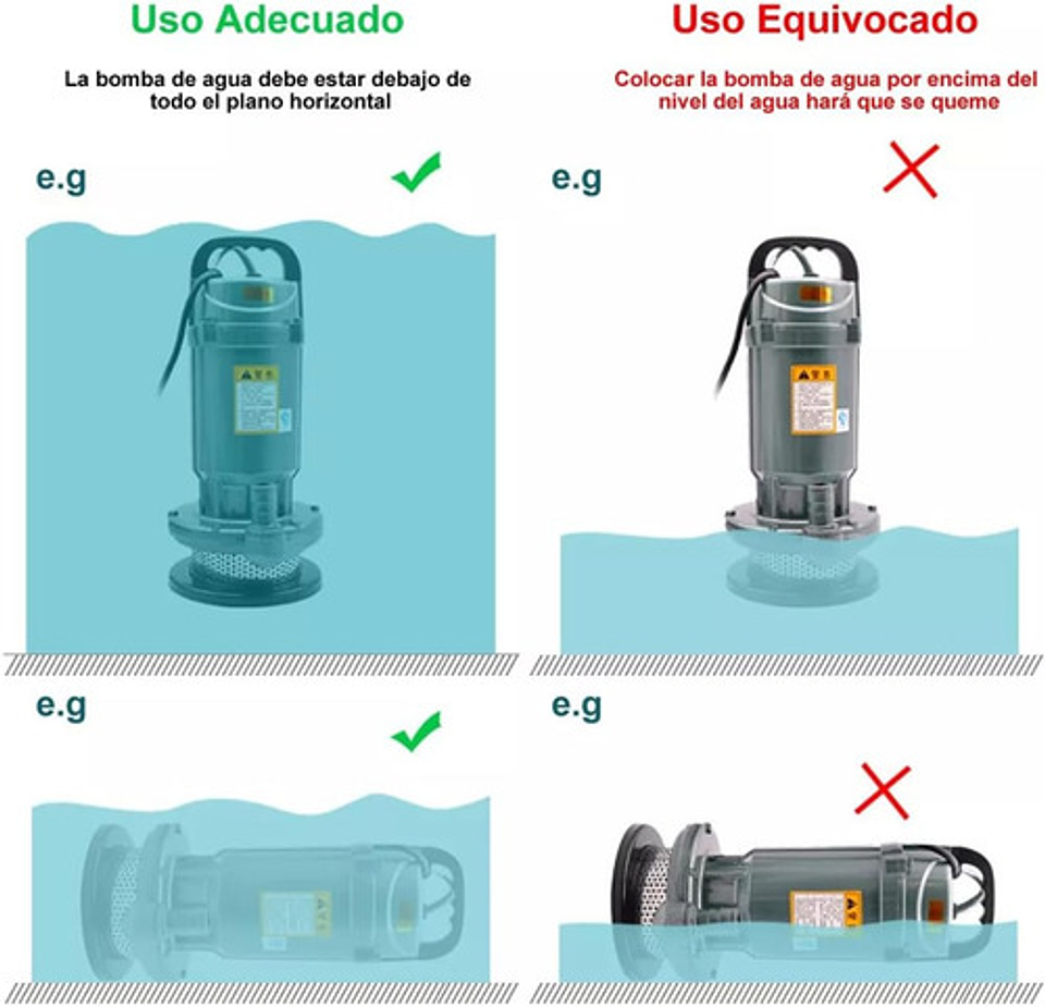 Bomba De Agua Sumergible 370w, Flujo Máximo 1500l/h, Bomba Sumergible Agua Sucia Para Piscina, Jardín Y Estanque Negro 7