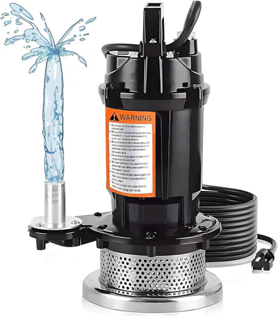 Bomba De Agua Sumergible 370w, Flujo Máximo 1500l/h, Bomba Sumergible Agua Sucia Para Piscina, Jardín Y Estanque Negro 9