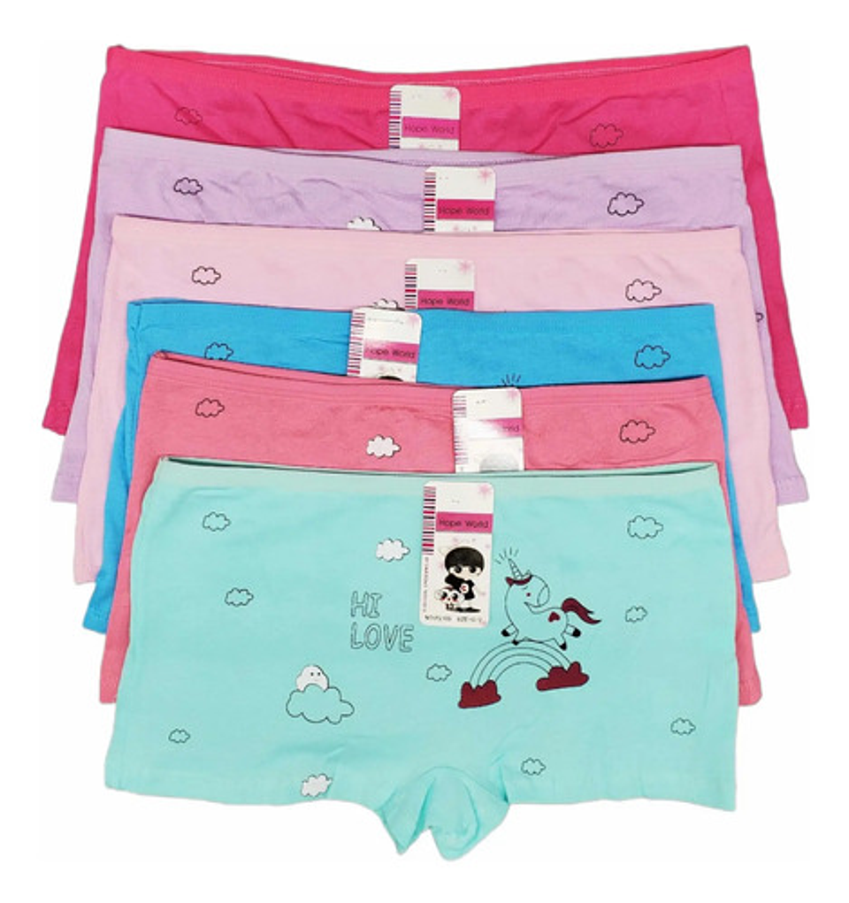 Pack 12 Pantaletas Algodón Niña Calzón Talla 12-16 1