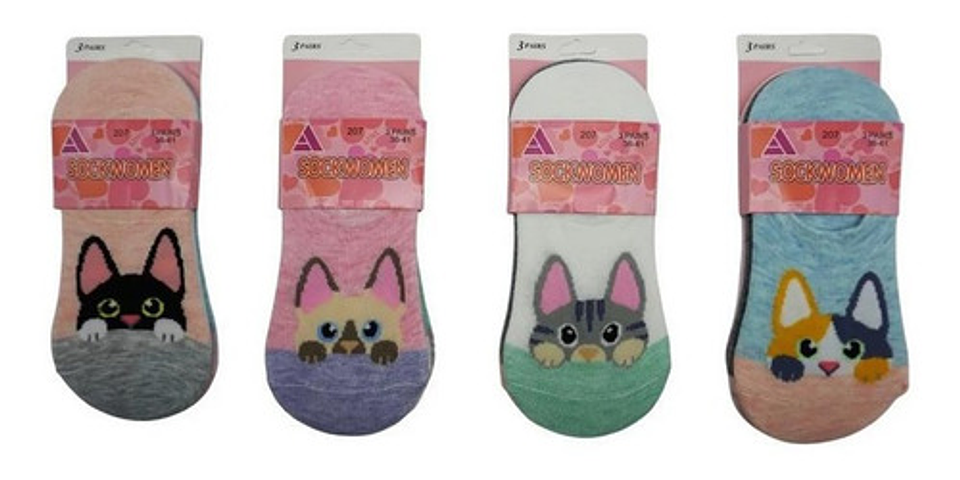 Pack 12 Calcetín Mujer Invisible Con Diseño 1 8