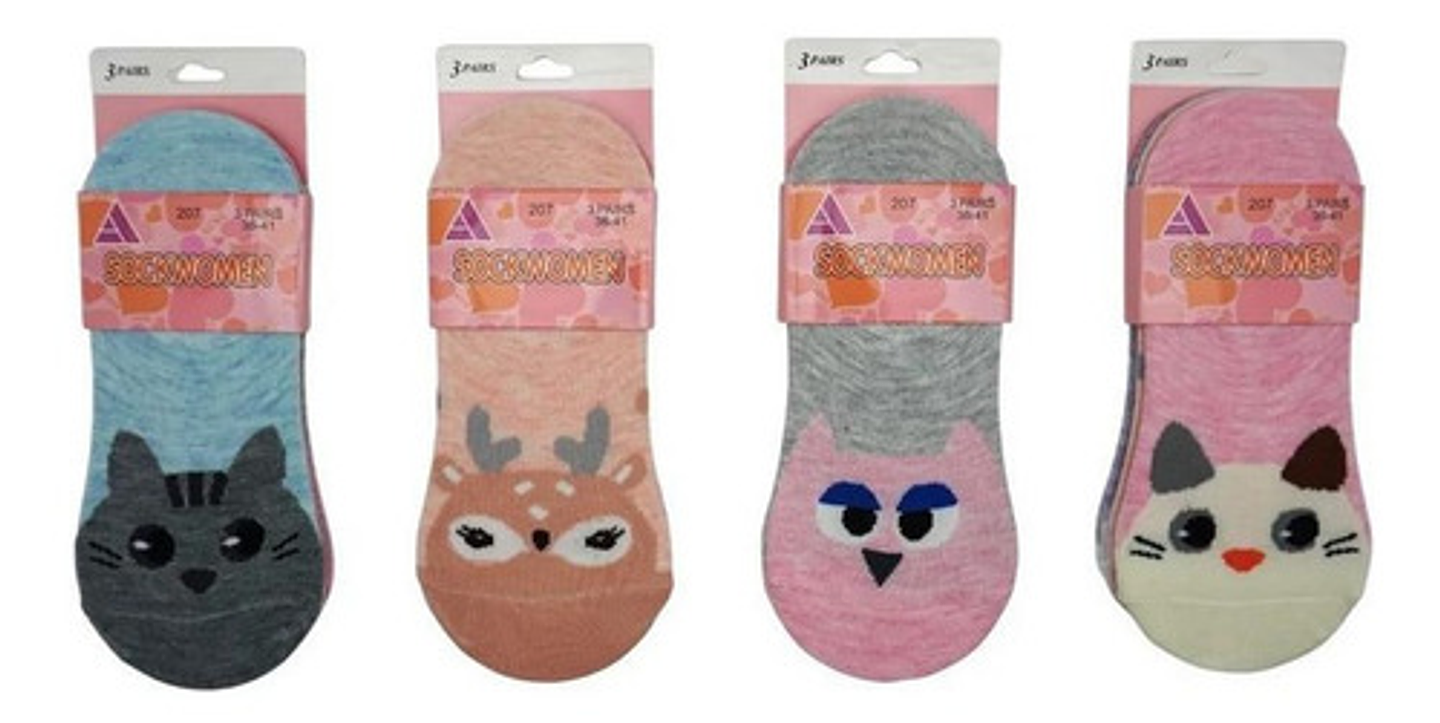 Pack 12 Calcetín Mujer Invisible Con Diseño 1 12