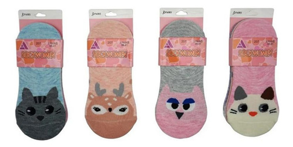 Pack 12 Calcetín Mujer Invisible Con Diseño 1 12