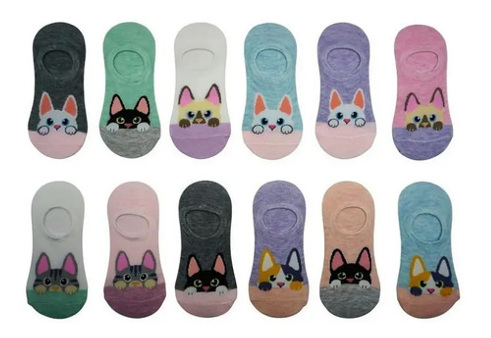 Pack 12 Calcetín Mujer Invisible Con Diseño 1 28