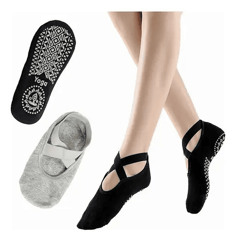 4 Pares Calcetines Antideslizantes Yoga Pilates Mujer