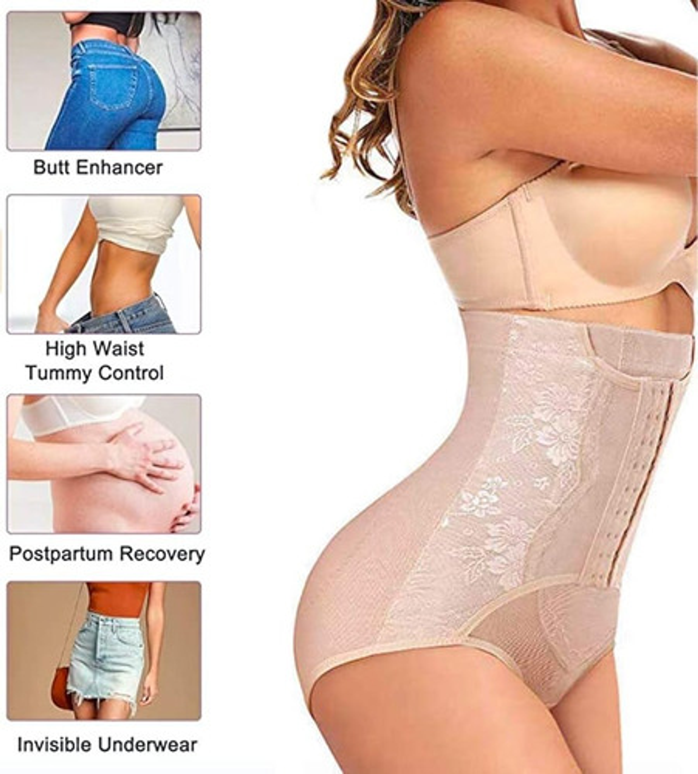 Calzon Faja Reductor Broches Waist Trainner Post Parto Fajas 4