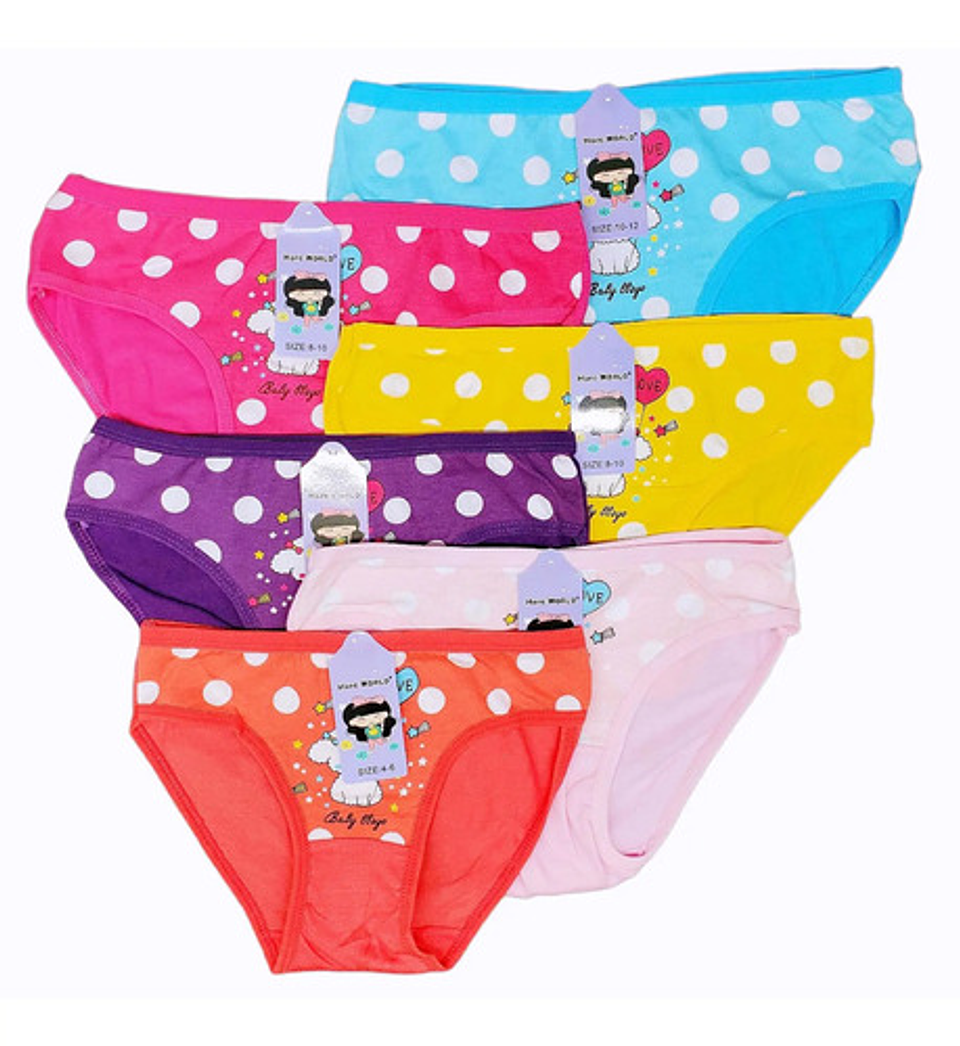 Pack 12 Calzon Algodón Niña  Talla 12-16 3