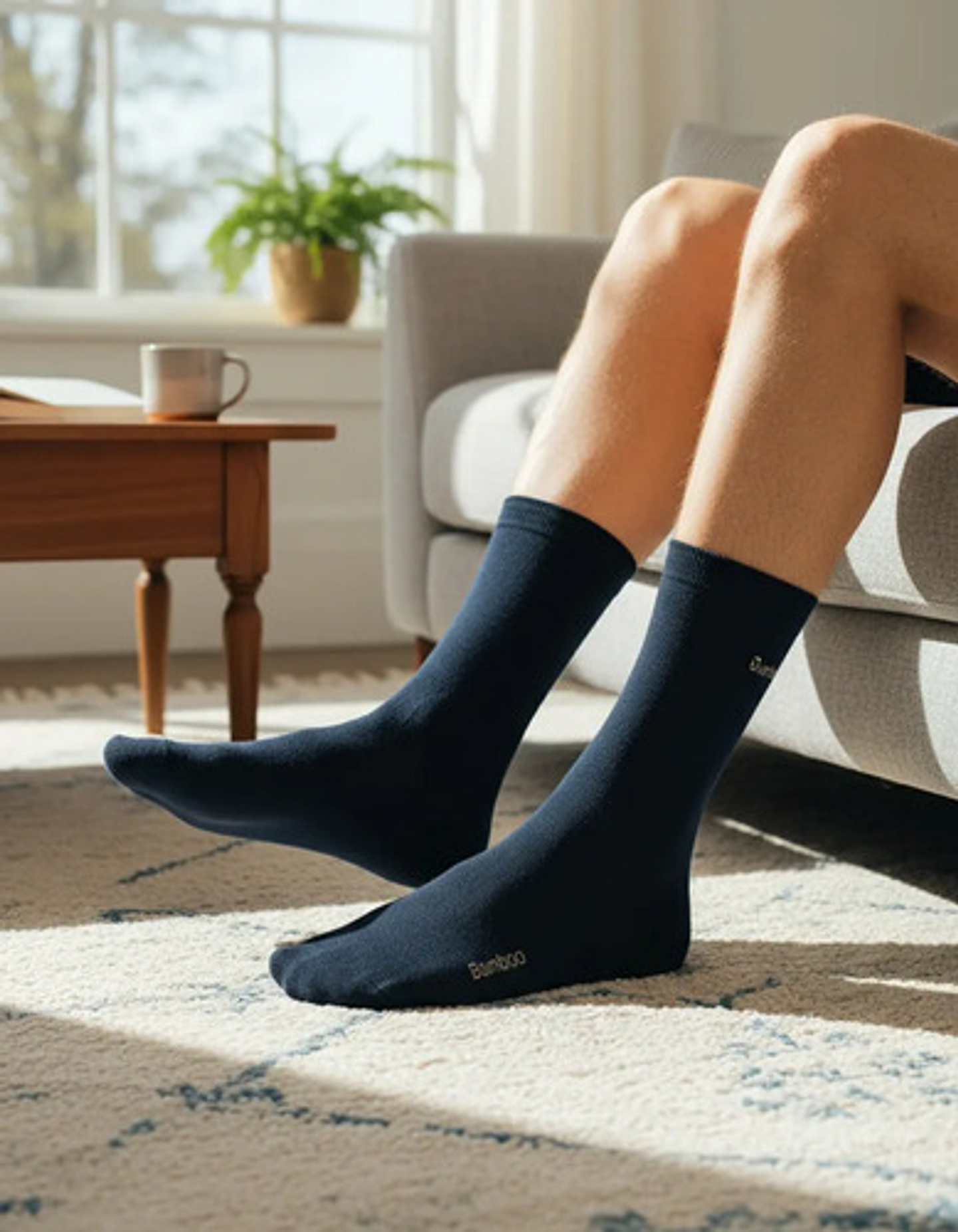 12pares Calcetin Hombre Bambu Diabetico Sin Costuras  Negros 1