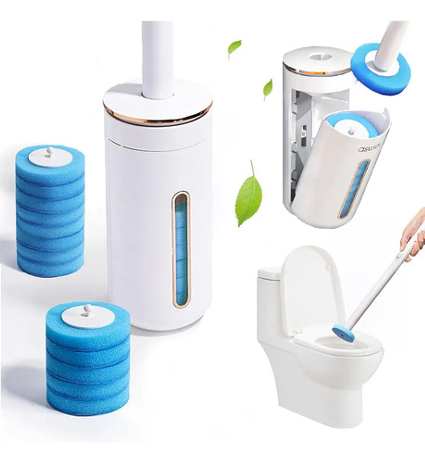 Cepillo Limpiador De Inodoro Wc Desechable + 8 Repuestos 1