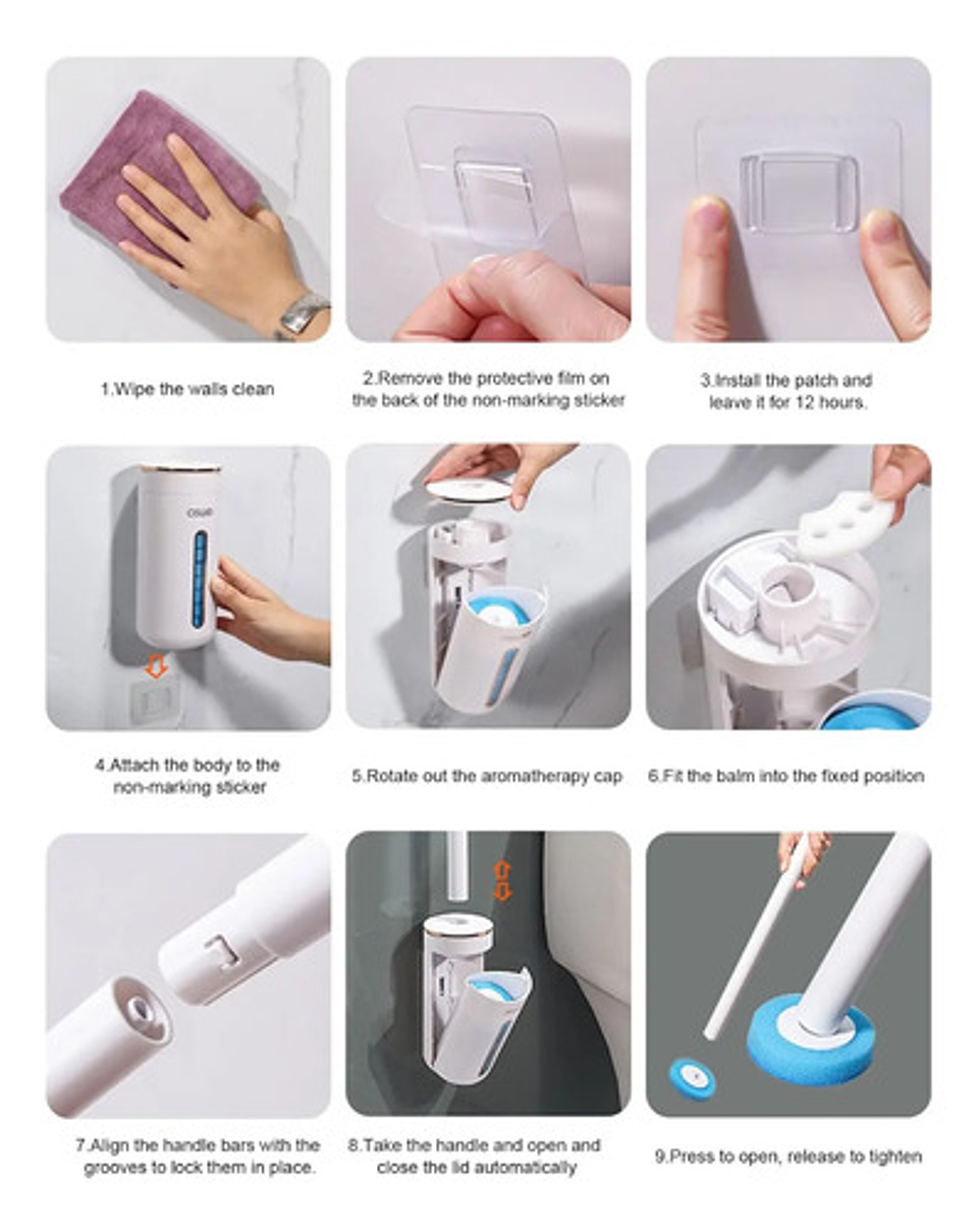 Cepillo Limpiador De Inodoro Wc Desechable + 8 Repuestos 3