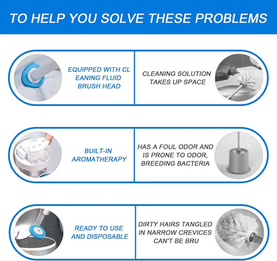 Cepillo Limpiador De Inodoro Wc Desechable + 8 Repuestos 4