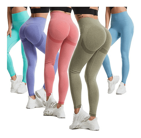Pack6 Calzas Leggins Push Up Cintura Alta Colores Surtidos