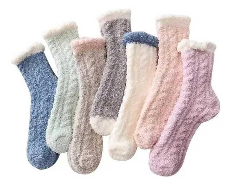 Pack12 Calcetin Toalla Polar Mujer Y Nina,solo  Liso 1