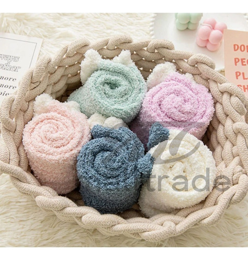 Pack12 Calcetin Toalla Polar Mujer Y Nina,solo  Liso 5