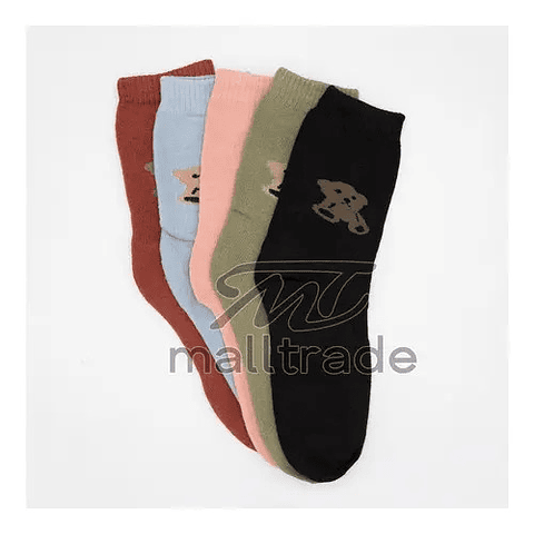 Pack 12 Calcetin Algodon Con Toalla Grueso Mujer Osito