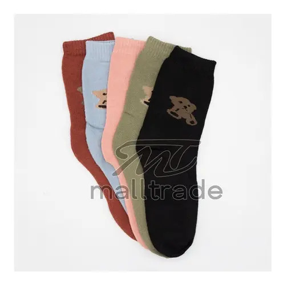 Pack 12 Calcetin Algodon Con Toalla Grueso Mujer Osito 1