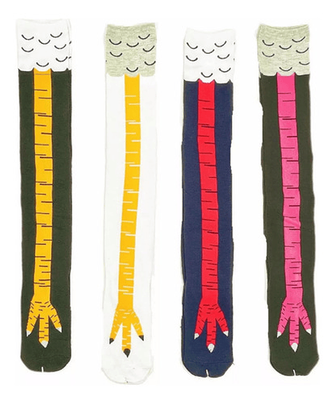 6pares Divertidas Calcetas 3d Pata De Pollo Sobre La Rodilla