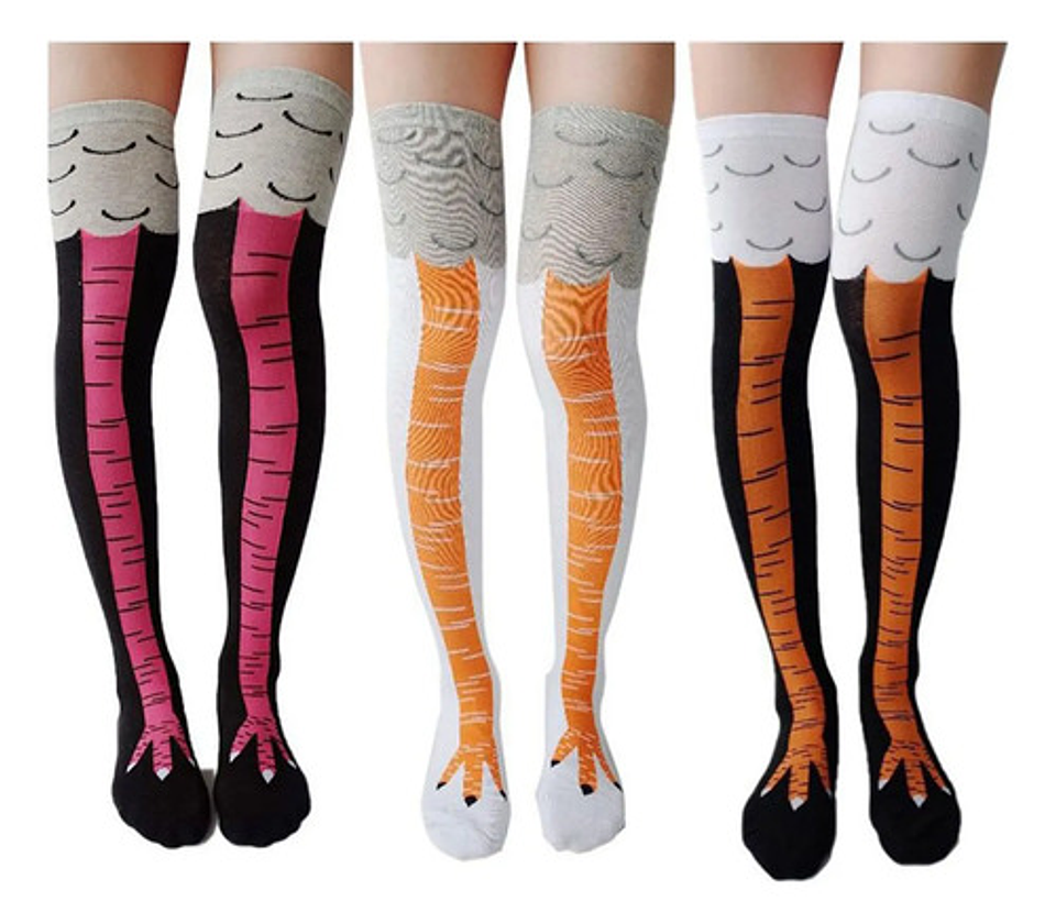 6pares Divertidas Calcetas 3d Pata De Pollo Sobre La Rodilla 7