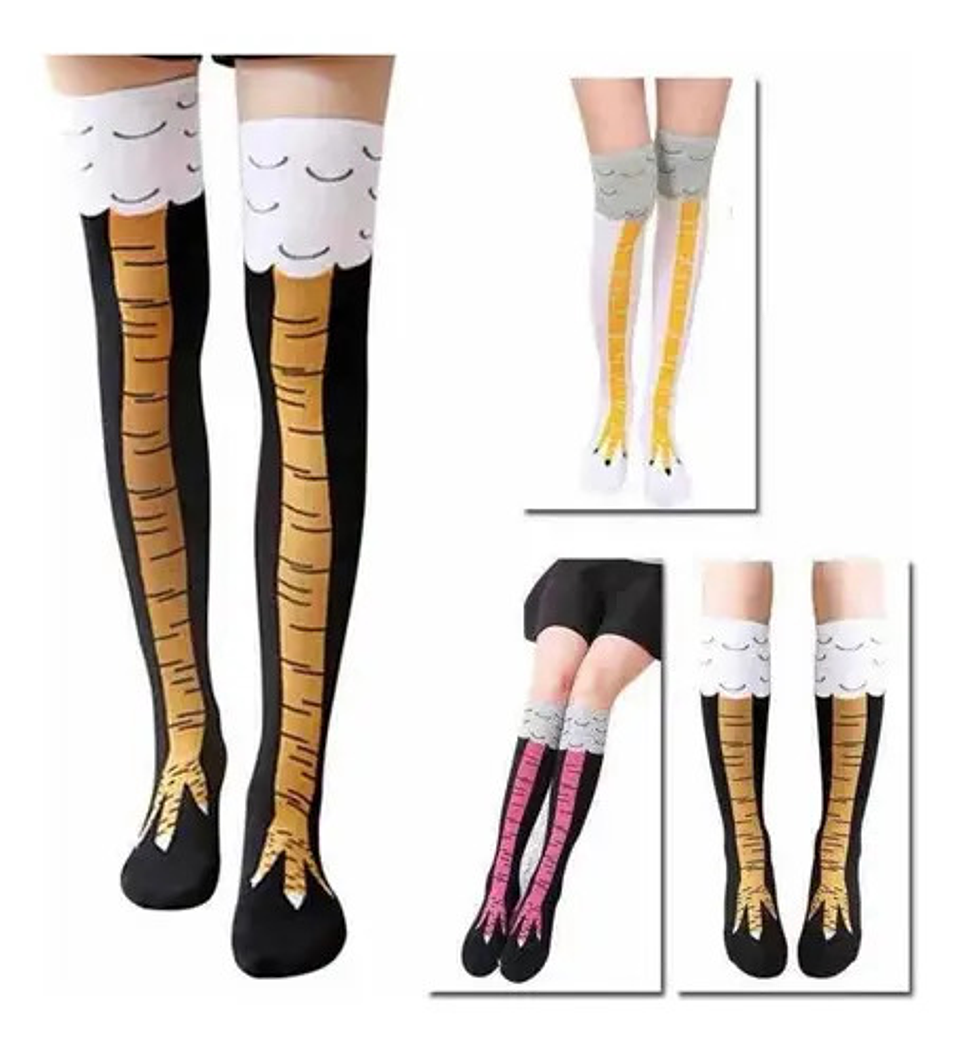 6pares Divertidas Calcetas 3d Pata De Pollo Sobre La Rodilla 8