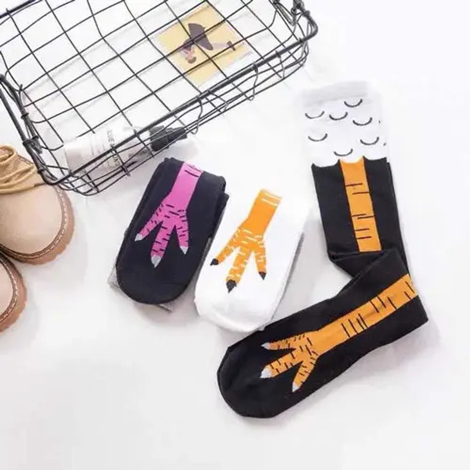 6pares Divertidas Calcetas 3d Pata De Pollo Sobre La Rodilla 11