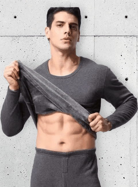 Camiseta Hombre Manga Larga Algodón Con  Polar 