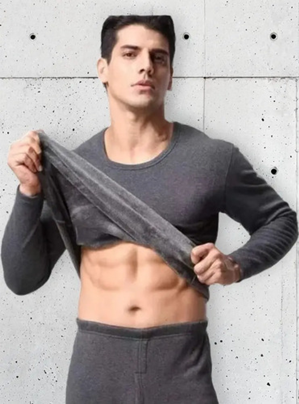 Camiseta Hombre Manga Larga Algodón Con  Polar  1