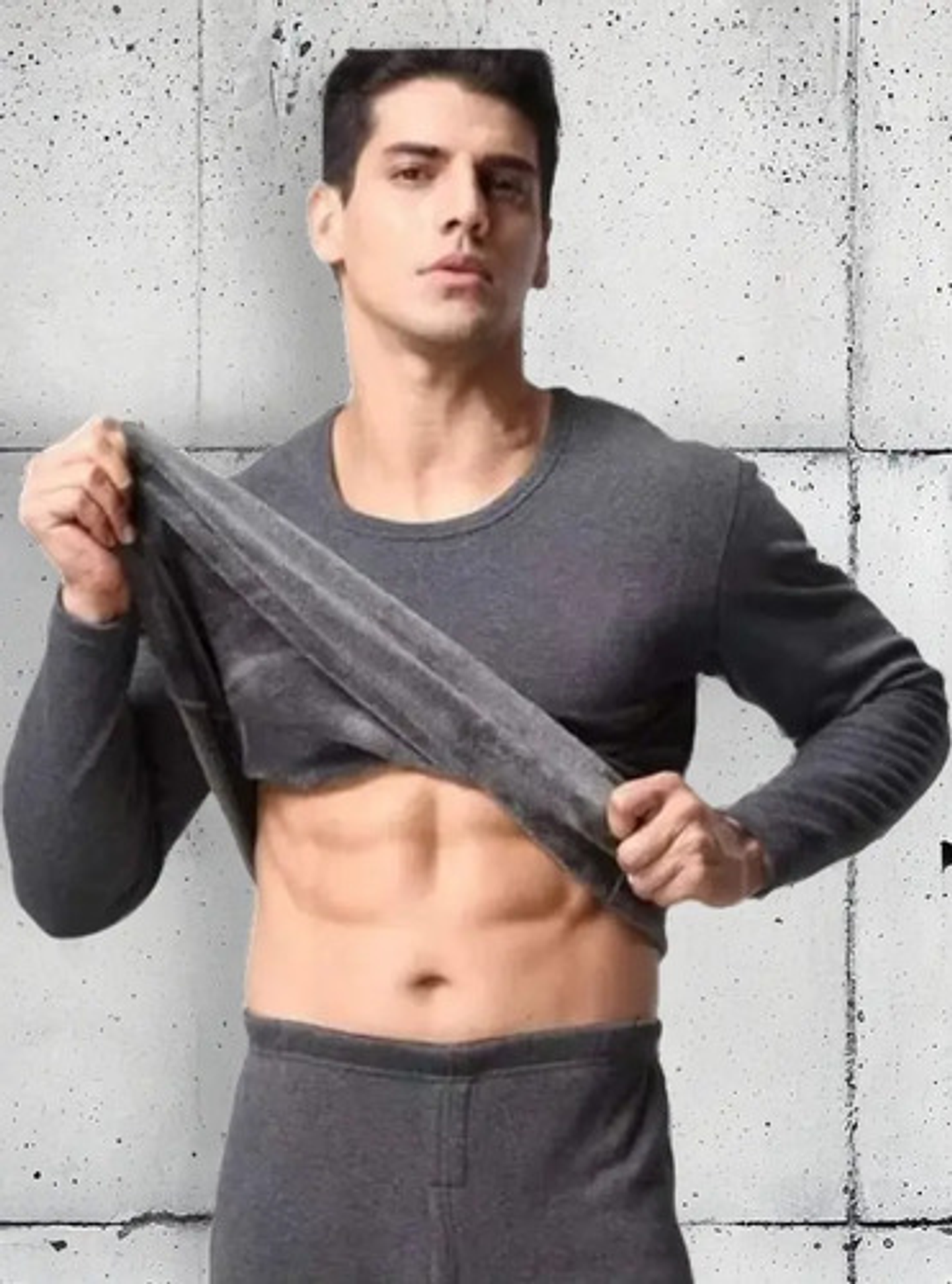 Camiseta Hombre Manga Larga Algodón Con  Polar  3