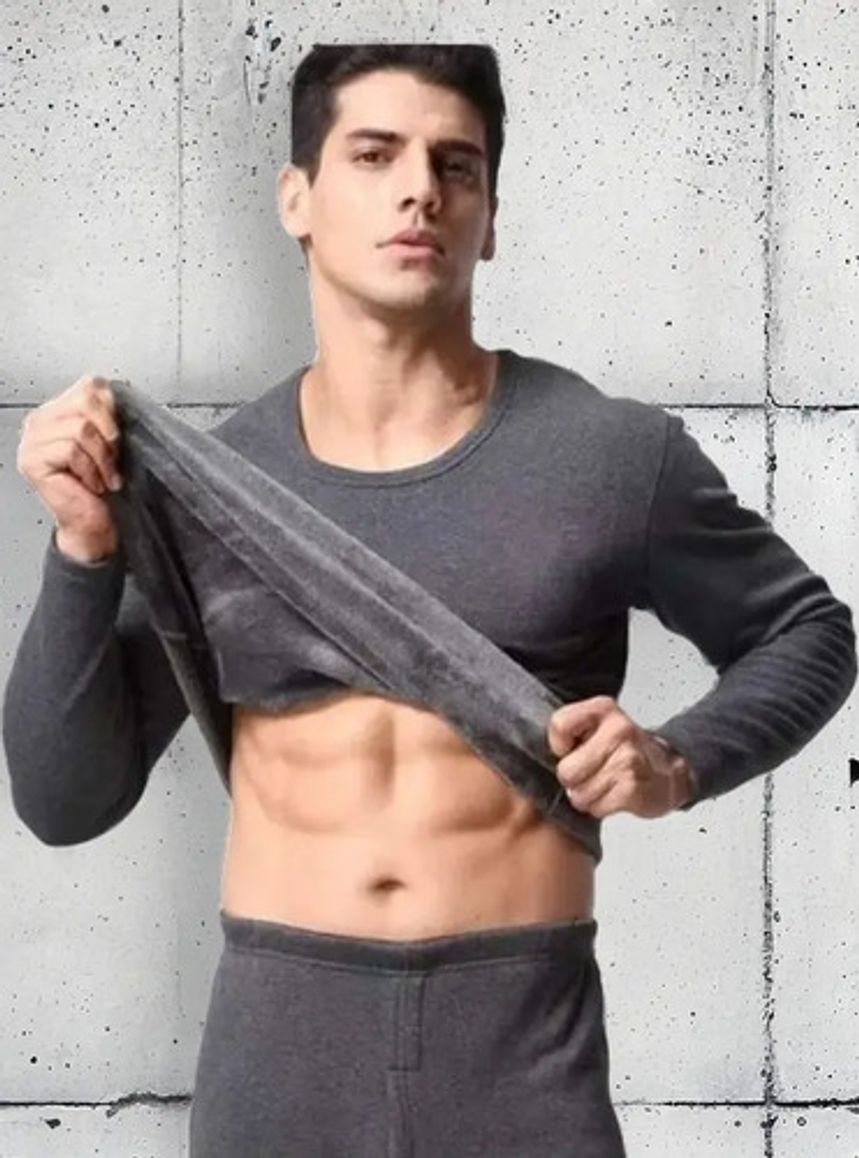 Camiseta Hombre Manga Larga Algodón Con  Polar  3