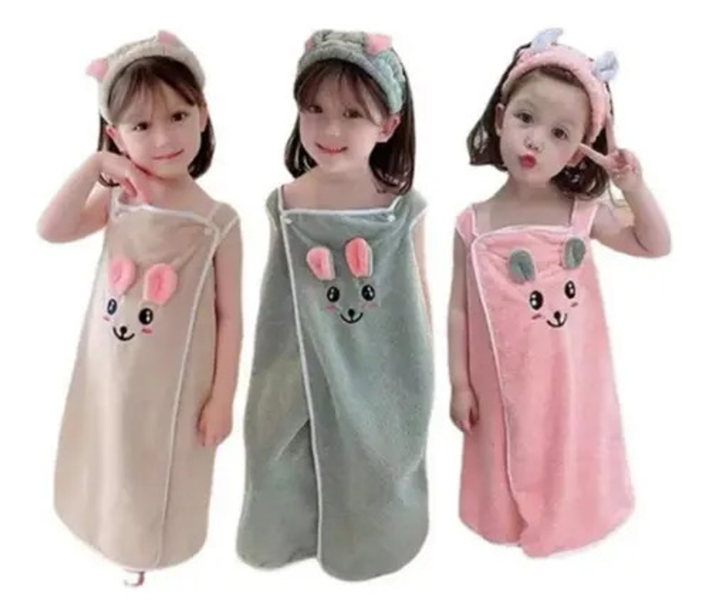 Pack 6 Toalla De Baño Conejo Niña Cintillo Secado Rapido 3