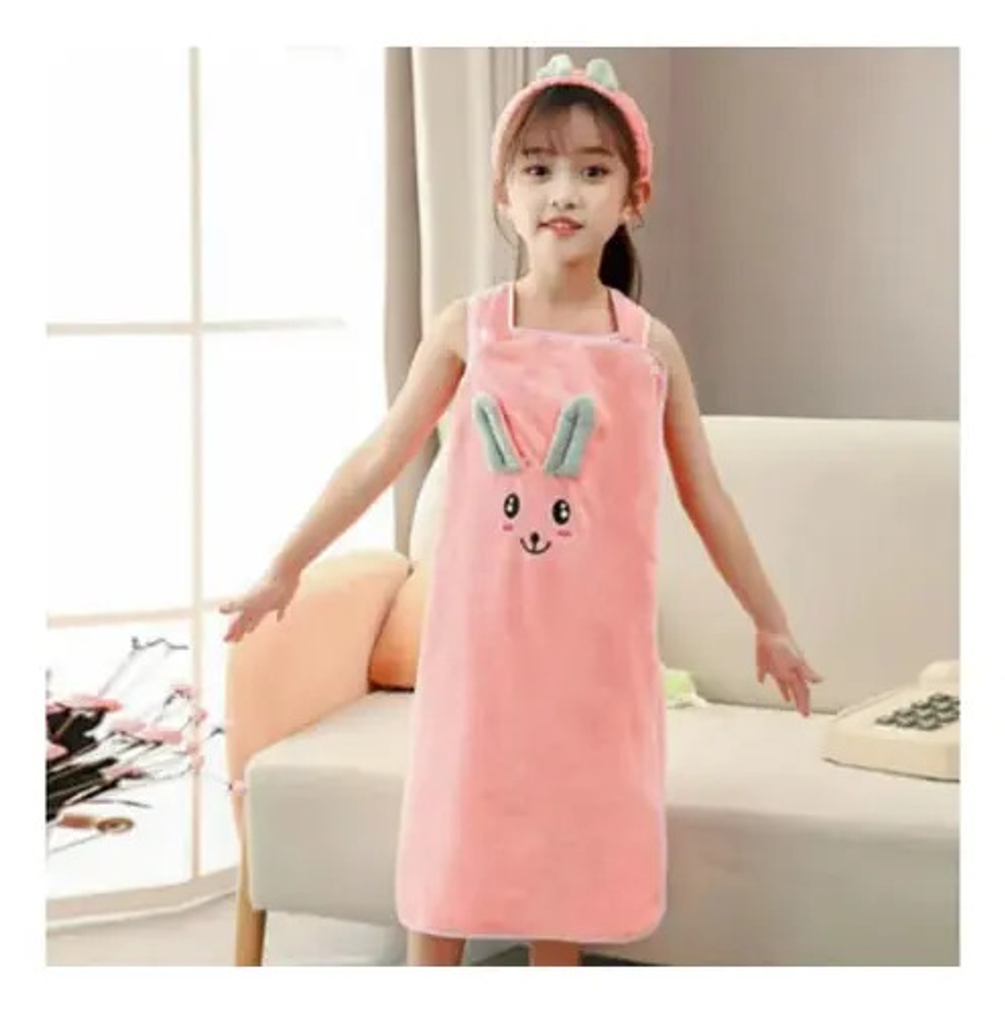 Pack 6 Toalla De Baño Conejo Niña Cintillo Secado Rapido 4