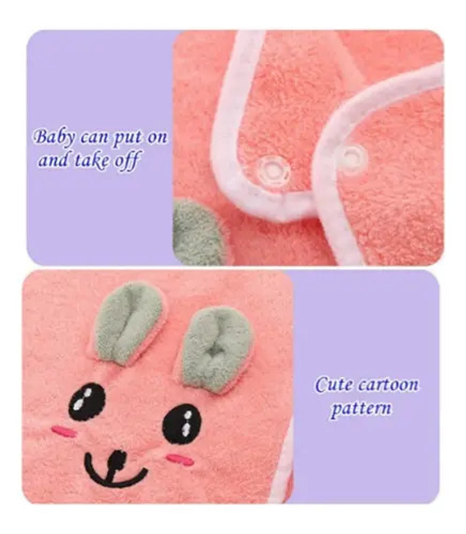 Pack 6 Toalla De Baño Conejo Niña Cintillo Secado Rapido 7