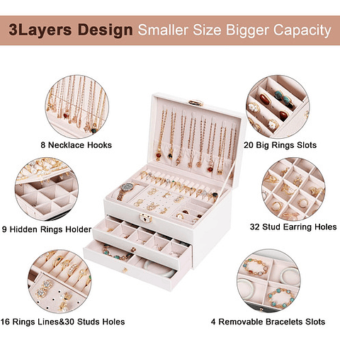 Organizador Joyas Estuche Joyero Portátil Viajero Exhibidor 