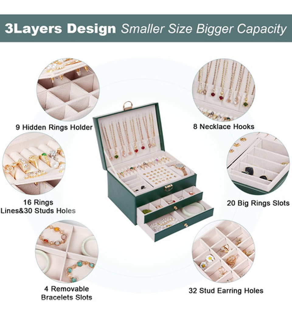 Organizador Joyas Estuche Joyero Portátil Viajero Exhibidor  8