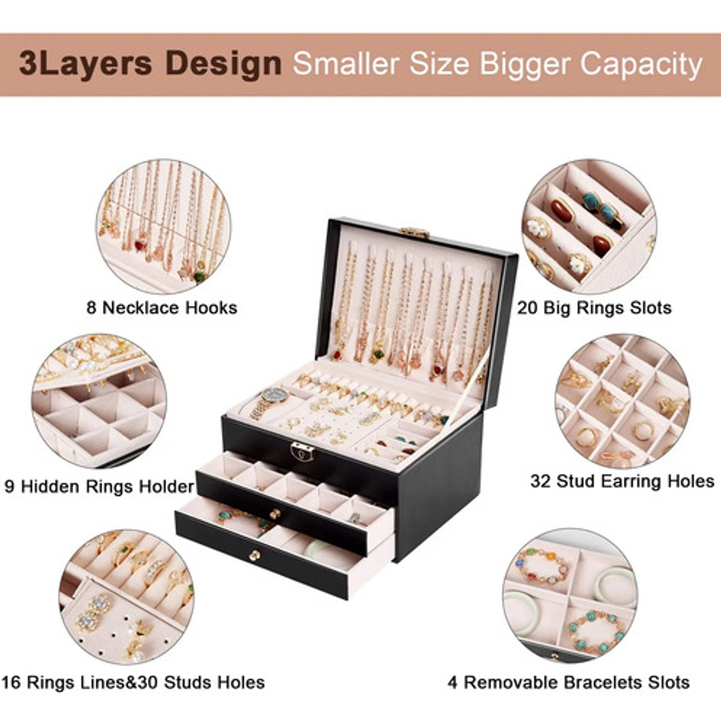 Organizador Joyas Estuche Joyero Portátil Viajero Exhibidor  15