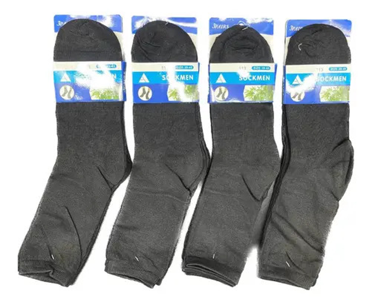 12 Pares Calceta Deportiva Hombre.media Caña.sólo Negro 1