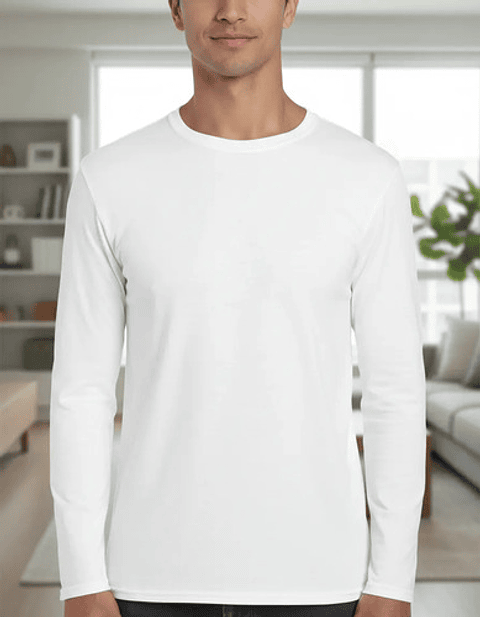 Camisetas Blancas Algodón Con Bambú Manga Larga,4 A 14 Años