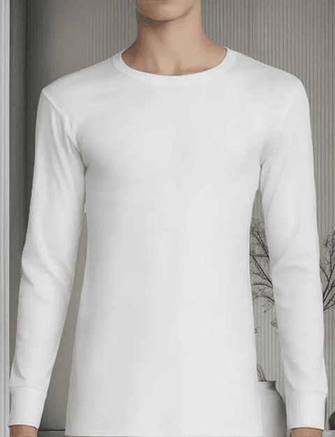 Camisetas Blancas Algodón Con Bambú Manga Larga,4 A 14 Años